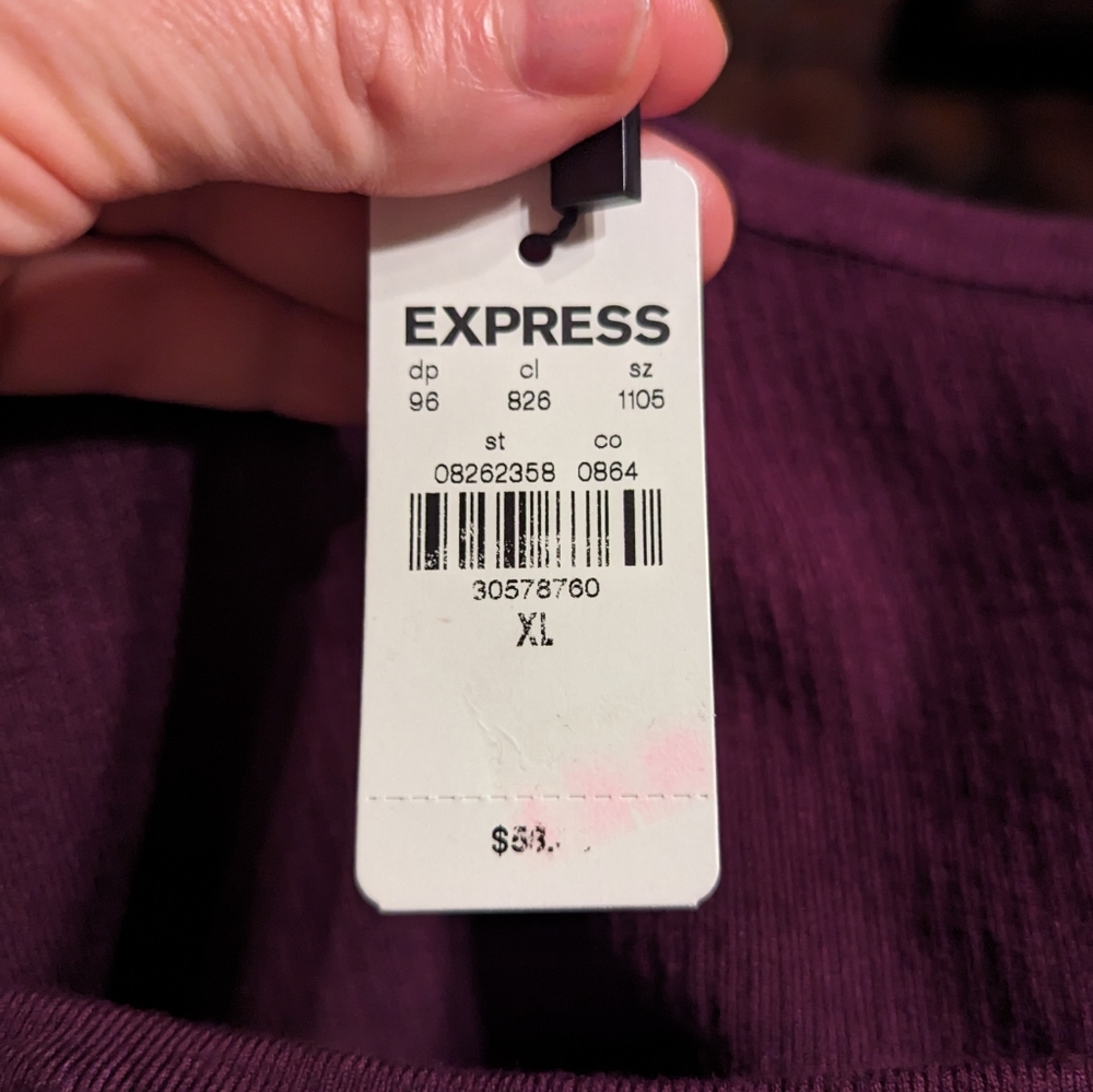 Express One Shoulder Knit Crop Top in Merlot, Size XL - Picture 8 of 8